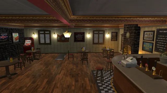 Inside the Smuggler's Arms as the first regulars come in.