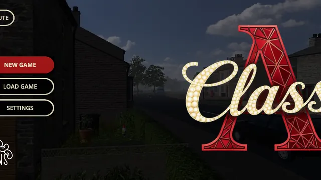 The main menu plays a film of the village behind its buttons.